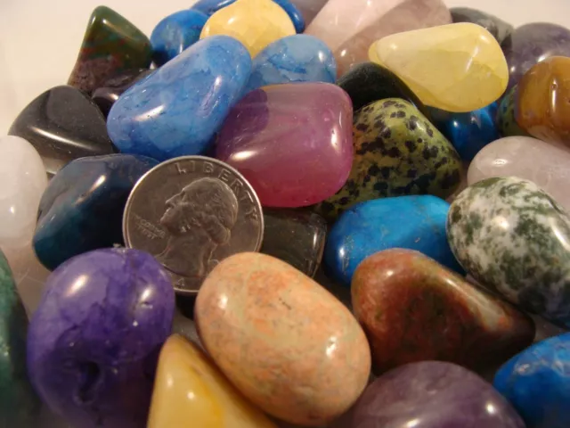 Tumbled and Polished Gemstones Xtra Large (Size #6) - Colorful - 1 LB Lots