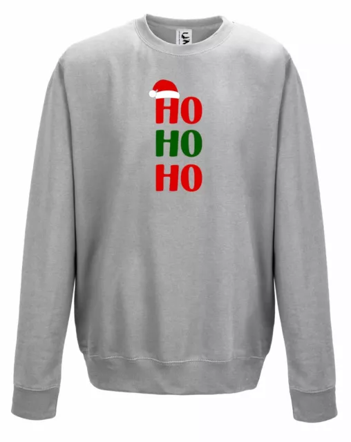 Christmas Jumper Sweater Ho Ho Ho Santa Hat Xmas Jumper Adult Teen Kid Sizes