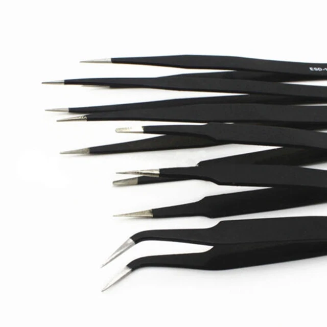 Pinces Acier Inoxydable 6pcs Noir Haute Qualité Maintenance Précision