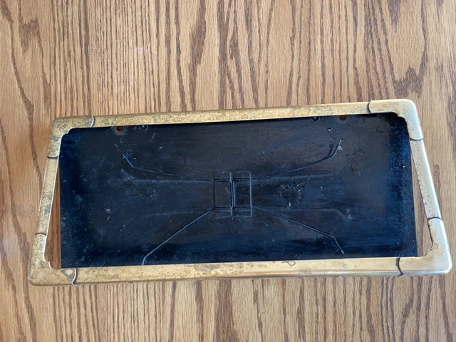 RARE AUTOMOBILE ACCESSORY Brass Hinged License Plate Frame/Bracket 1920