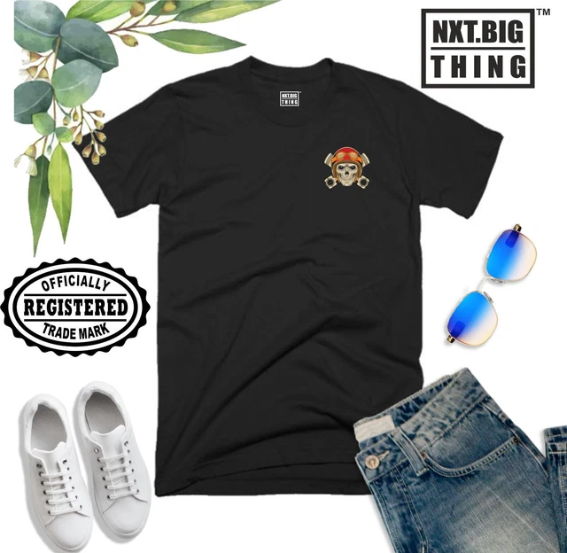 Skull & Pistons T Shirt Pocket Bike Clothing Motorbike Motorcycle Cafe Racer Top