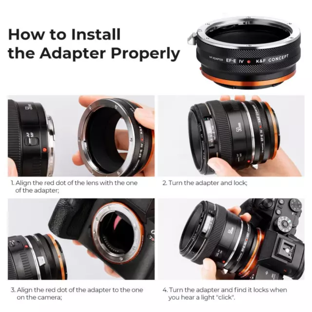 Adapter for Canon EOS EF lens to Sony E mount NEX a7R a7RII K&F Concept Pro 2