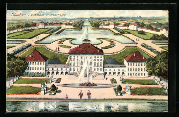 AK München, Königliches Schloss Nymphenburg 1907