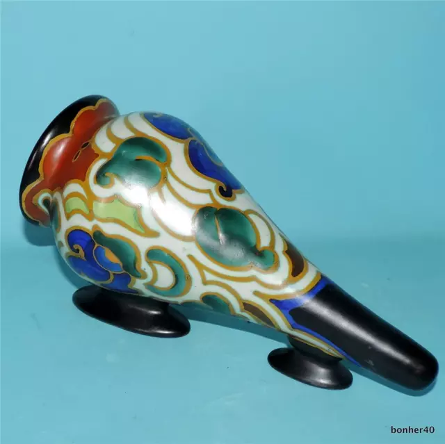 Art-Crafts Vintage Gouda Dutch Folk Art Deco Matt Glaze Rare Hanging  Vase