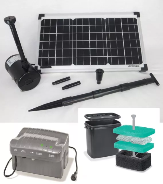 20 W Solar Tauchpumpe Akku Pumpe Teichpumpe Gartenteich Batterie Springbrunnen