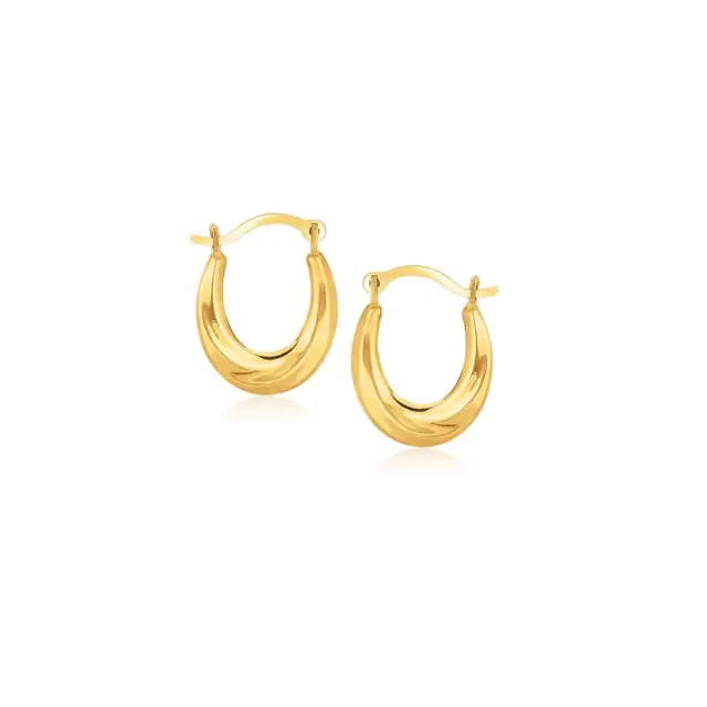 10K YELLOW GOLD Oval Hoop Earrings $38.99 - PicClick