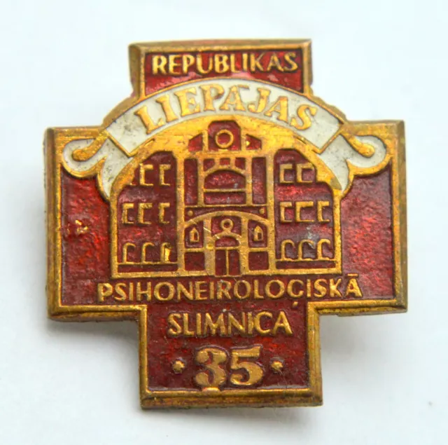 Ussr Soviet Latvia Liepaja Psychoneurological Hospital Medicine 35 Pin Badge