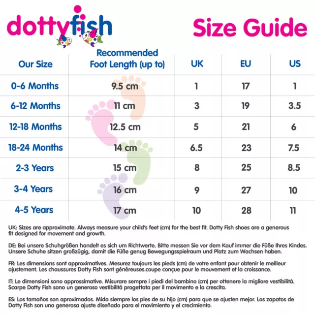 Dotty Fish Mädchen weiches Leder Baby Schuhe Kleinkind Prewalker Säugling 0-6 mth - 4-5 Jahre 2