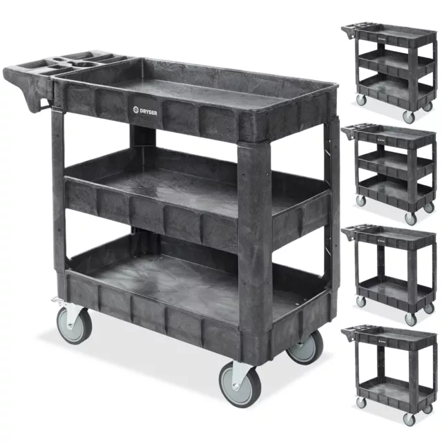 Utility Service Cart with Shelves, 550 lb. Capacity and 5" Wheels, 40x17x33.5