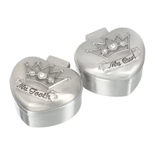 DOITOOL 2Pcs Kids First Curl and Fairy Tooth Keepsake Box Alloy Baby Tooth Bo...