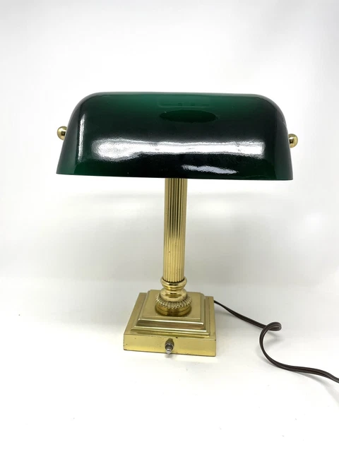 Vianne Mouth Blown Glass Bronze Bankers Lamp