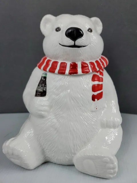 1994 Coca Cola Brand ALWAYS COOL Polar Bear Cookie Jar Ceramic 10” NO BOX.