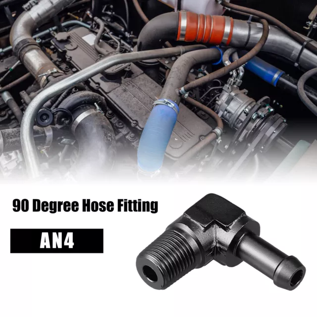 90 Degree Car Hose Fitting 1/8"  NPT Thread to AN4 Barb Fuel Pipe Adapter Black