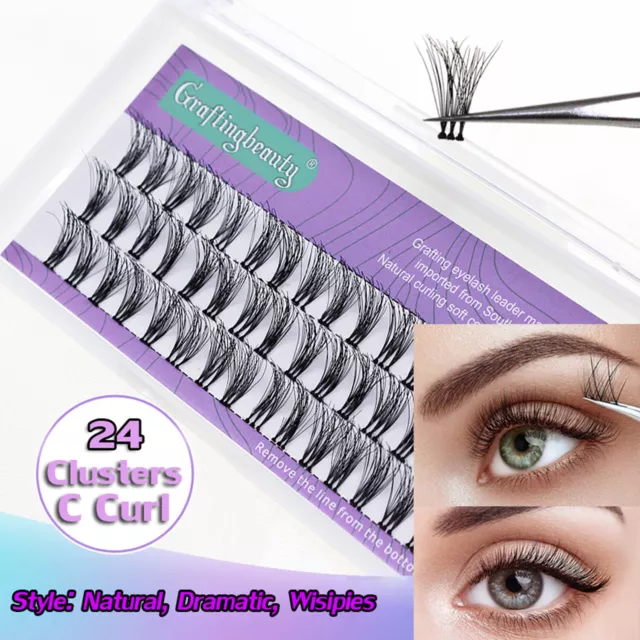 Curl Lashes Fluffy Volume DIY Lash Extension Kit 3D 24 Clusters Individual Lash