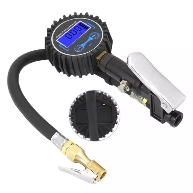 LCD Display Portable Tire Inflator Pressure Gauge Light for Auto