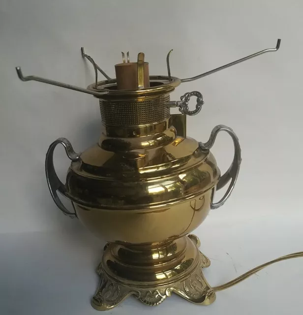 Antique Rochester brass GWTW style Victorian oil banquet lamp electrified