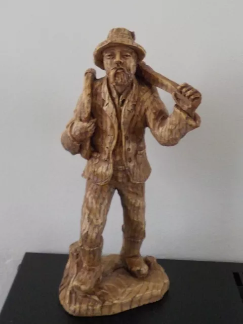 Rare hand carved woodman man figure wood cuter