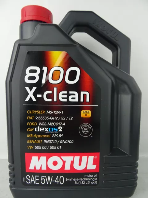 Motul 8100 5W40 X-Clean Motoröl SAE 5W-40 Motorenöl Öl Benzin Diesel 5Liter