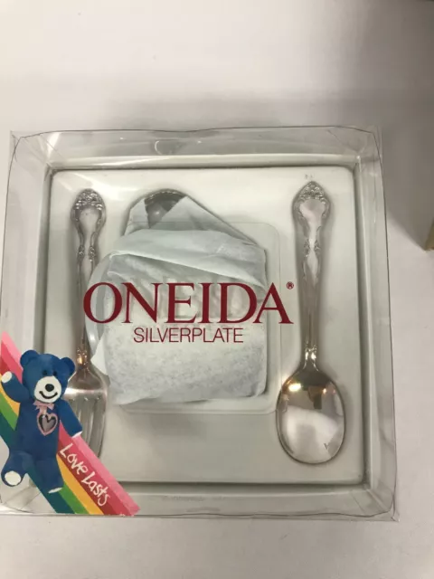 Vintage Oneida  Affection Silverplate 3 Piece Childs Mug, Fork & Spoon Set Mib!