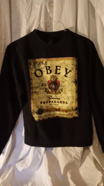 Obey Womens Sweatshirt S Black Hoodie Graphic Long Sleeve