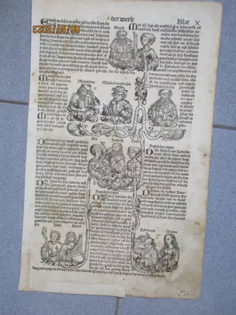 Page 10 of Nuremberg chronicles , 1493 . MATUSALEN and a GERMAN seized stamp