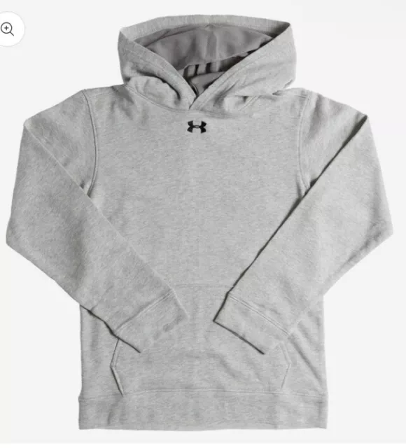 NEW Under Armour Boys' UA Hustle Fleece Hoodie Heather Gray/White Size Large