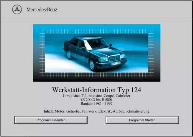 Mercedes W124 WIS Werkstatthandbuch Reparaturanleitung CD Deutsch