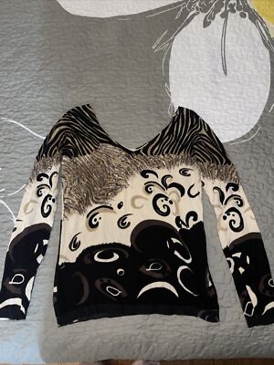 Patrizia Luca Milano Black Taupe Sweater Size Small