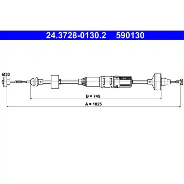 Seilzug Kupplungsbetätigung ATE 24.3728-0130.2 für VW Golf III Vento