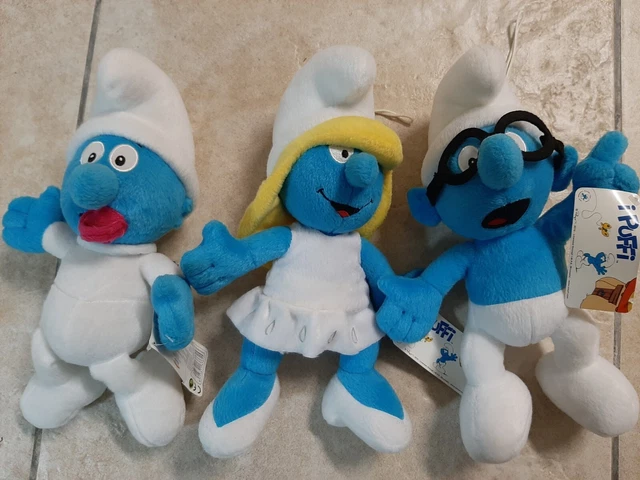 Lotto 3 peluche personaggi puffi da collezione bambini