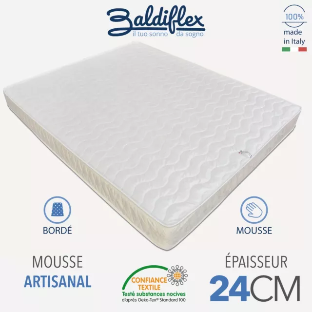 Matelas "Easy" lit simple - Coton orthopédique H 24 cm Baldiflex