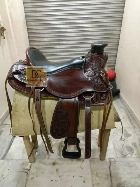 Western Leather Saddle Wade Roping Ranch Work Horse Saddle TACK