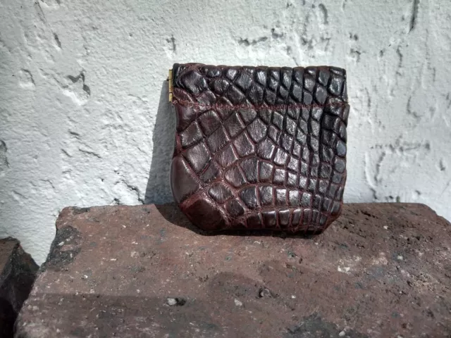 Wild Alligator Leather Coin Purse bag Squeeze gator croc hide skin SP24