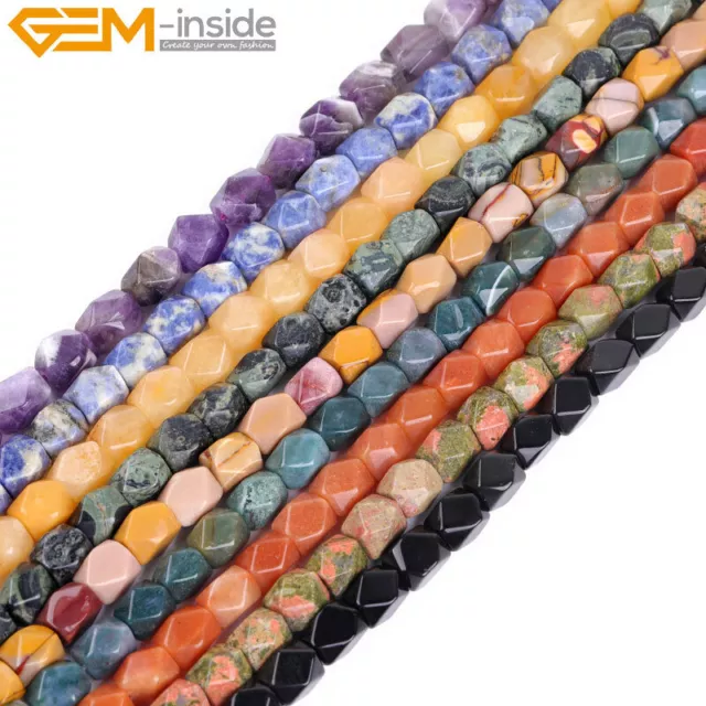 8-9x11-12mm Natural Gemstone Faceted Beads of Cambay Beads Jewelry Making 15" 2