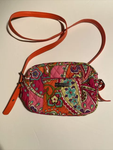 Vera Bradley Pink Swirls Crossbody Shoulder Bag Small Zip Trimmed Floral