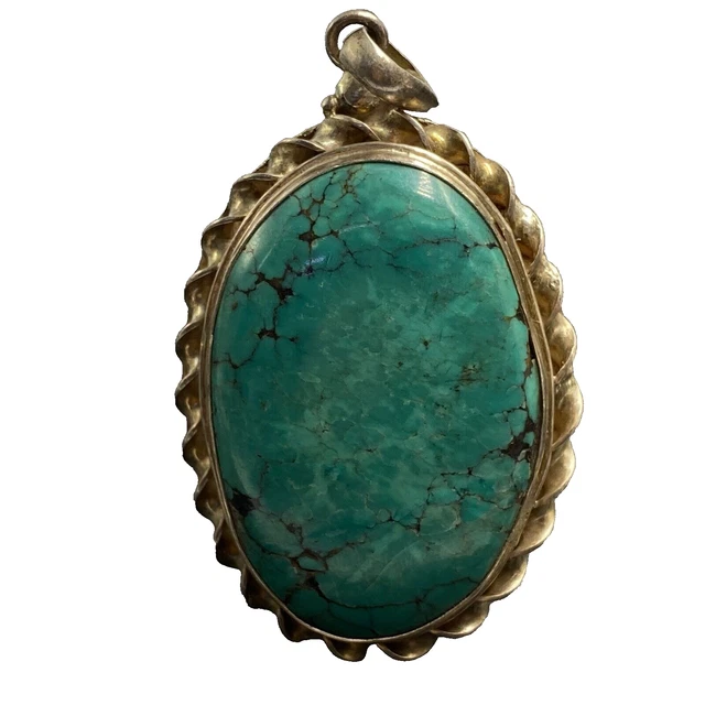 Originale Navajo Argento Sterling Turchese Pendente