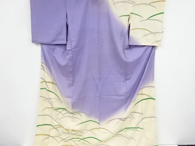44772# Japanese Kimono / Antique Hikizuri For Summer / Grass