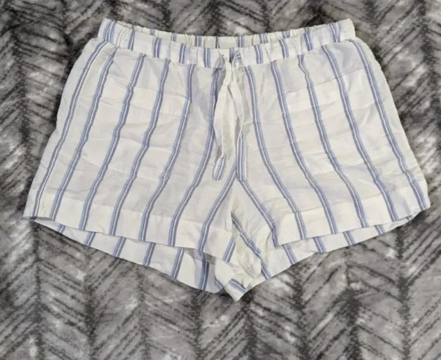 J. Crew Seaside Shorts Striped Lyocell Linen Blend Stretch Pockets Womens Medium