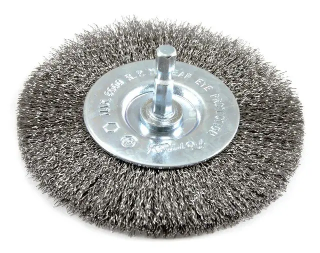 Forney 72740 Wire Wheel Brush Fine Crimped with 1/4-Inch Hex Shank 4-Inch-by-.