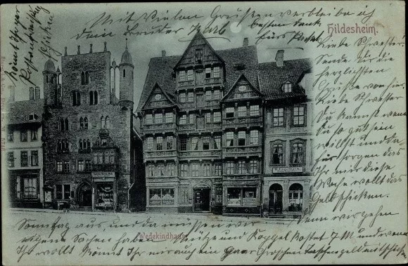 Mondschein Ak Hildesheim in Niedersachsen, Wedekindhaus - 4061369