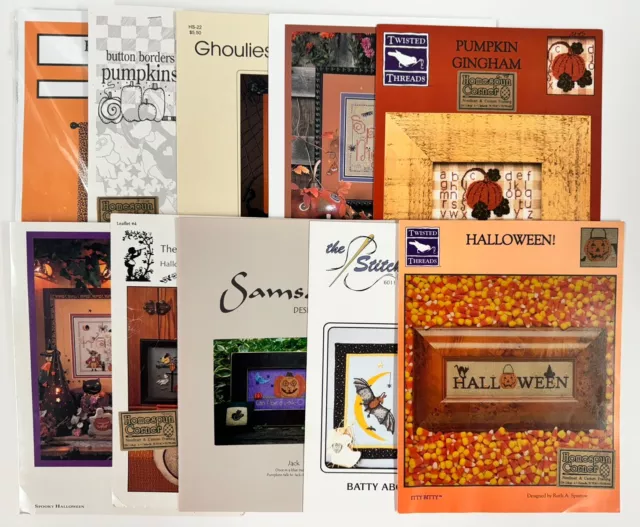 Counted Cross Stitch Charts Patterns Halloween Autumn Fall Lot Of 10