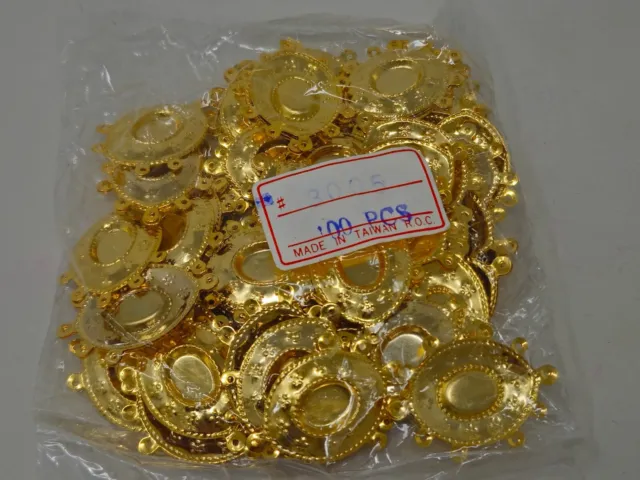 100 pcs Gold Tone Metal Centerpiece Pendant with Loops for Charms Craft Jewelry