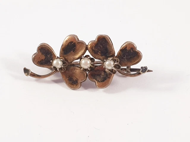 Broche Trèfle 4 feuilles Mariage blanche bijou - Montres & Bijoux
