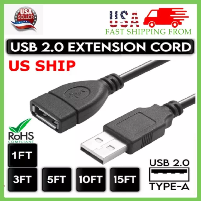 High-Speed USB to USB Extension Cable USB 2.0 Adapter Extender Cord Male/Female