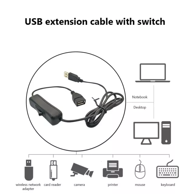 USB2.0 Stecker auf Buchse Verlängerungskabel mit EIN/AUS-Schalter Datenübe