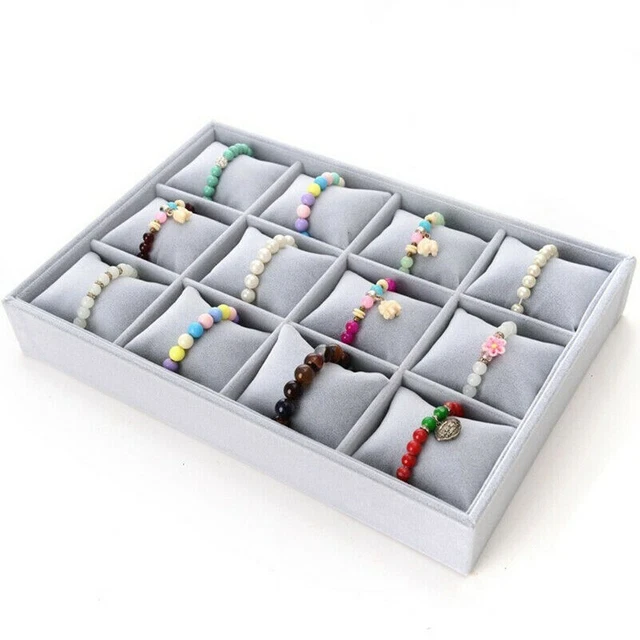 12 Griglia Orologio Scatola Gioielli Custodia Bracciale Display Organizer Velvet