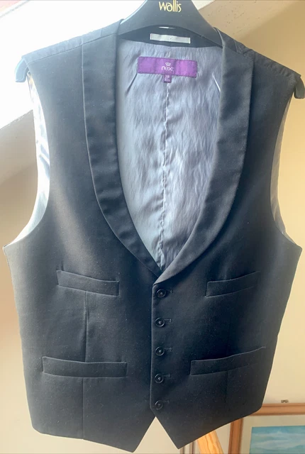 Next Men’s Waistcoat 38R-96.5cm Black Woolmark Blend