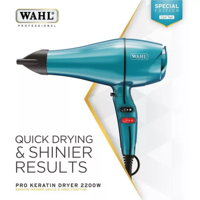 Wahl Édition Spéciale Pro Kératine Cheveux Séchoir 2200W Ionique Cool Teal ZY158