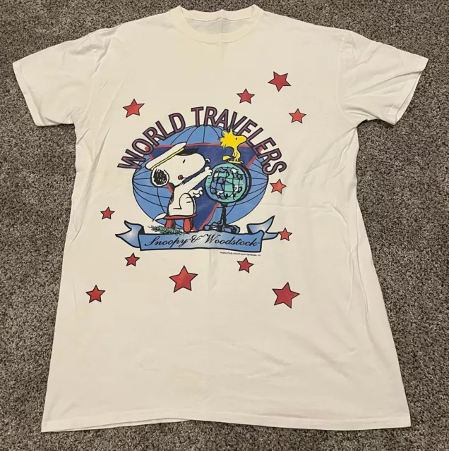 Vintage Snoopy Woodstock Shirt Peanuts World Traveler