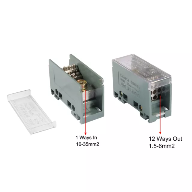 1 In 12 Out DIN Rail Terminal Blocks 690V Connectors Distribution Block 2